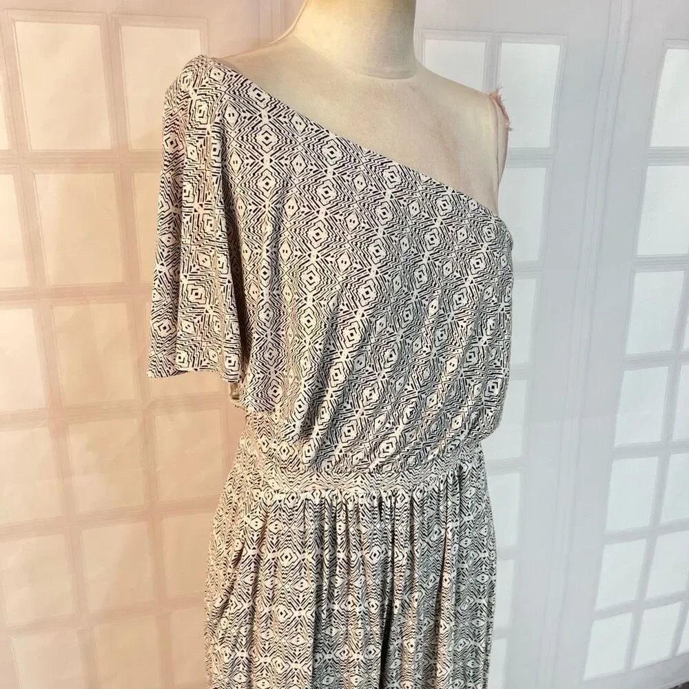 Maeve Anthropologie one shoulder wide leg cropped jersey jumpsuit size small